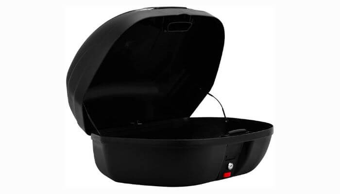 Bauleto Pro Tork 45 Litros instalado na moto durante uso diário.