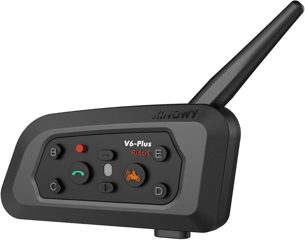 Intercomunicador Moto V6 Pro Xinowy com tecnologia de cancelamento de ruído DSP para chamadas claras.